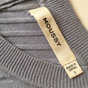 Moussy dress tunic blu/gray rib knit bodycon tunic small